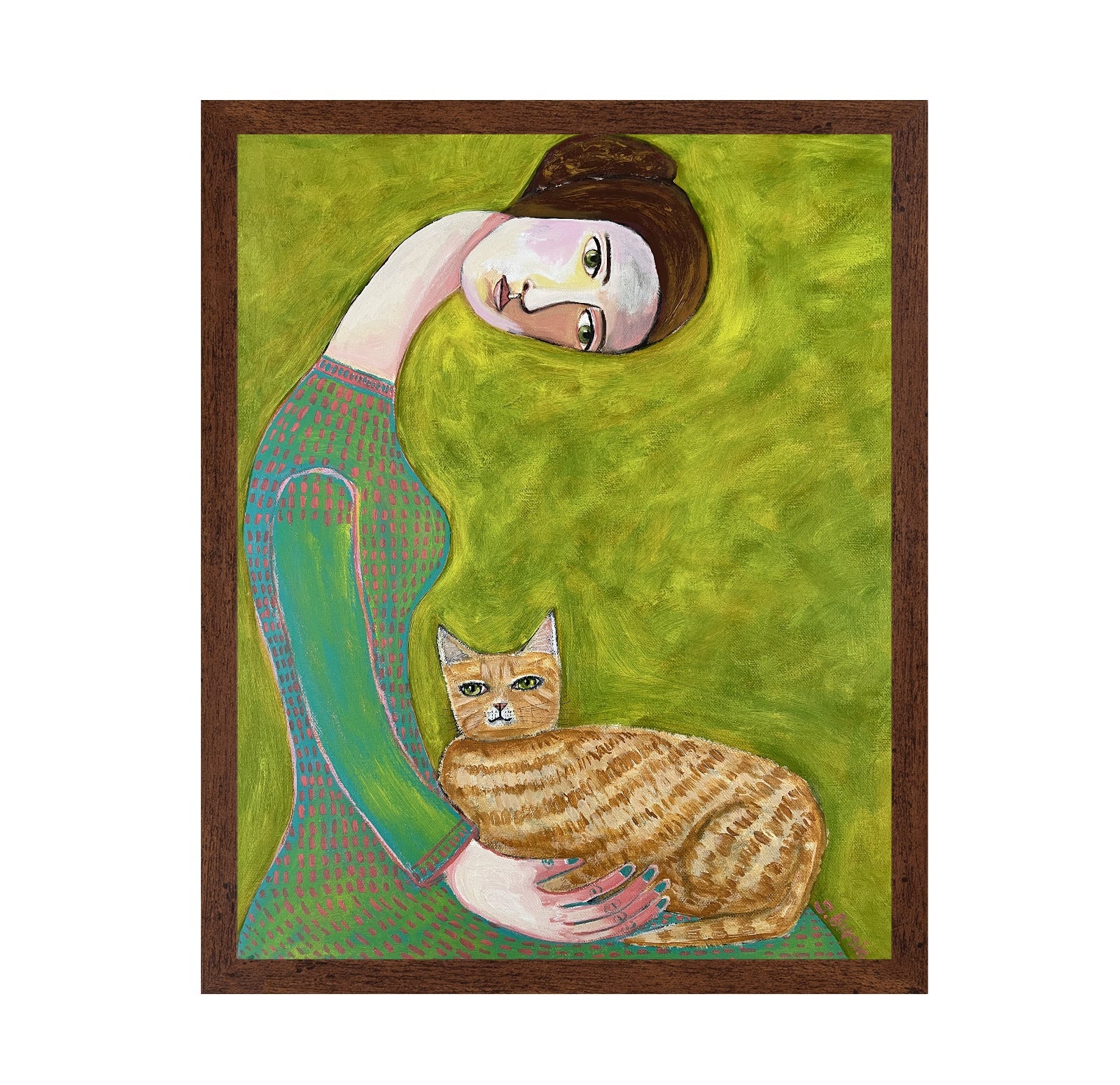 Girl With Ginger Cat