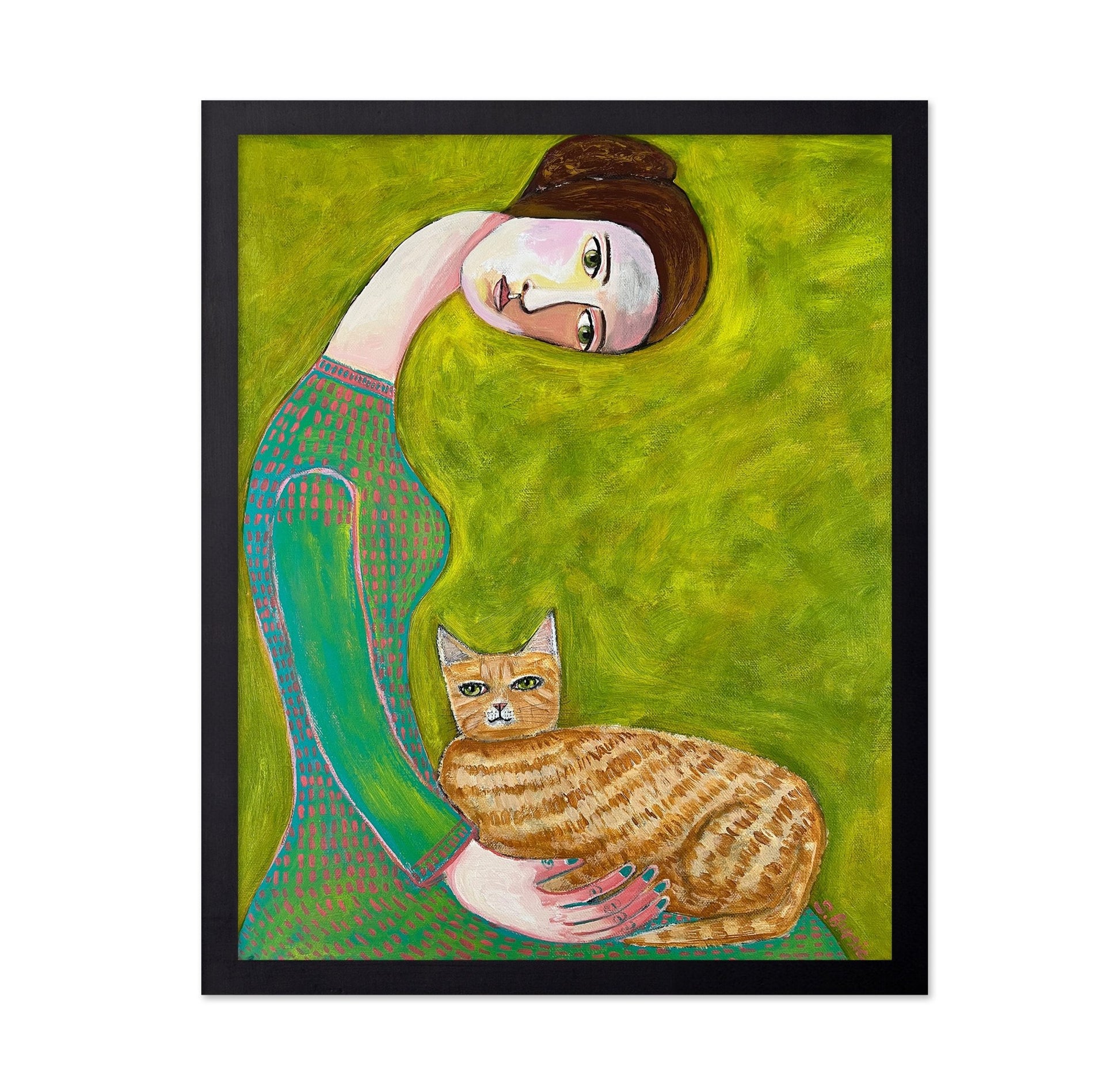 Girl With Ginger Cat