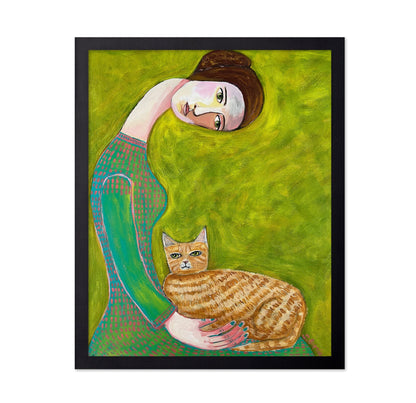 Girl With Ginger Cat