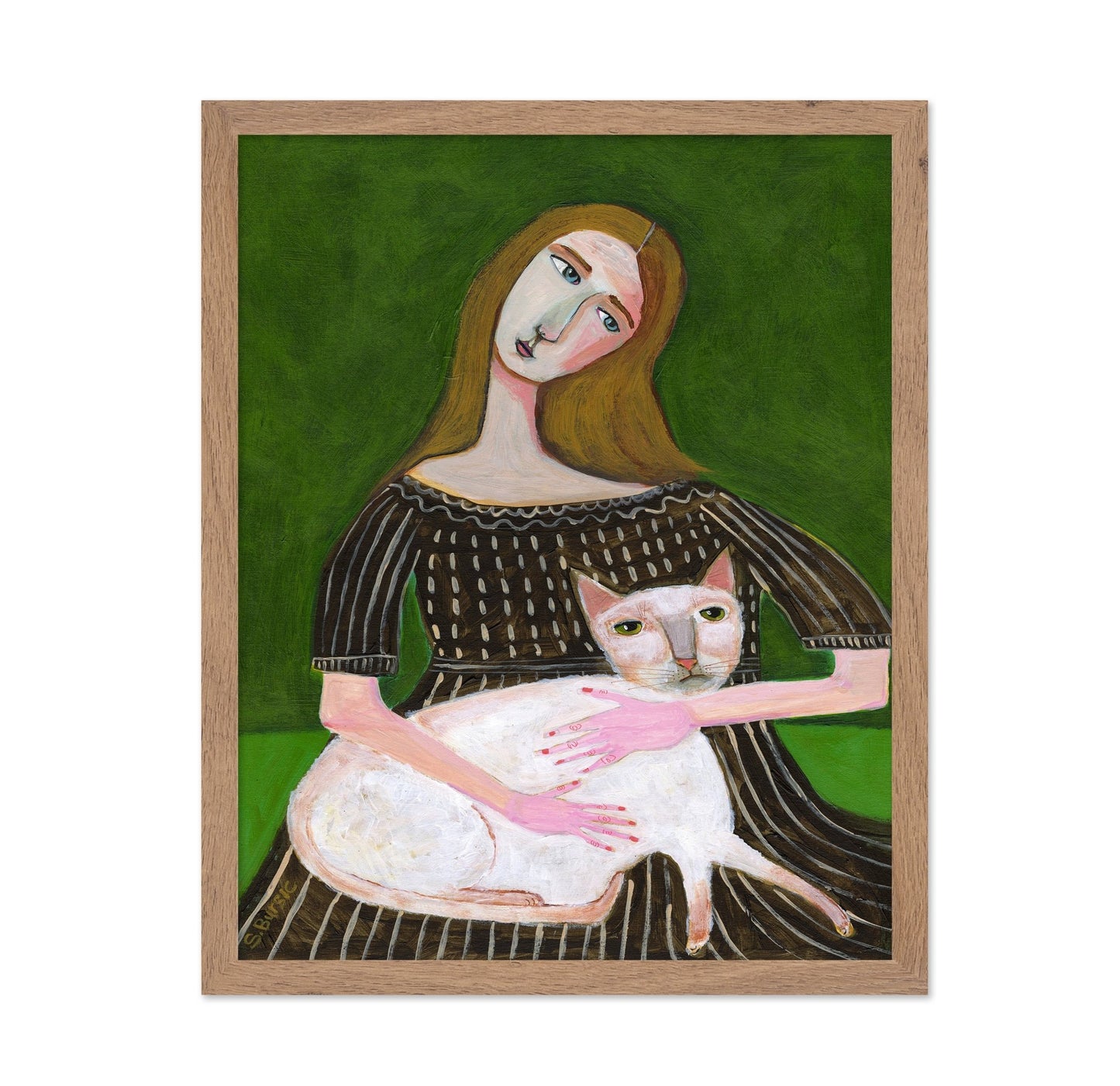 Woman With White Cat