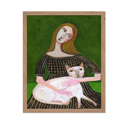 Woman With White Cat