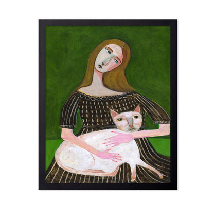 Woman With White Cat