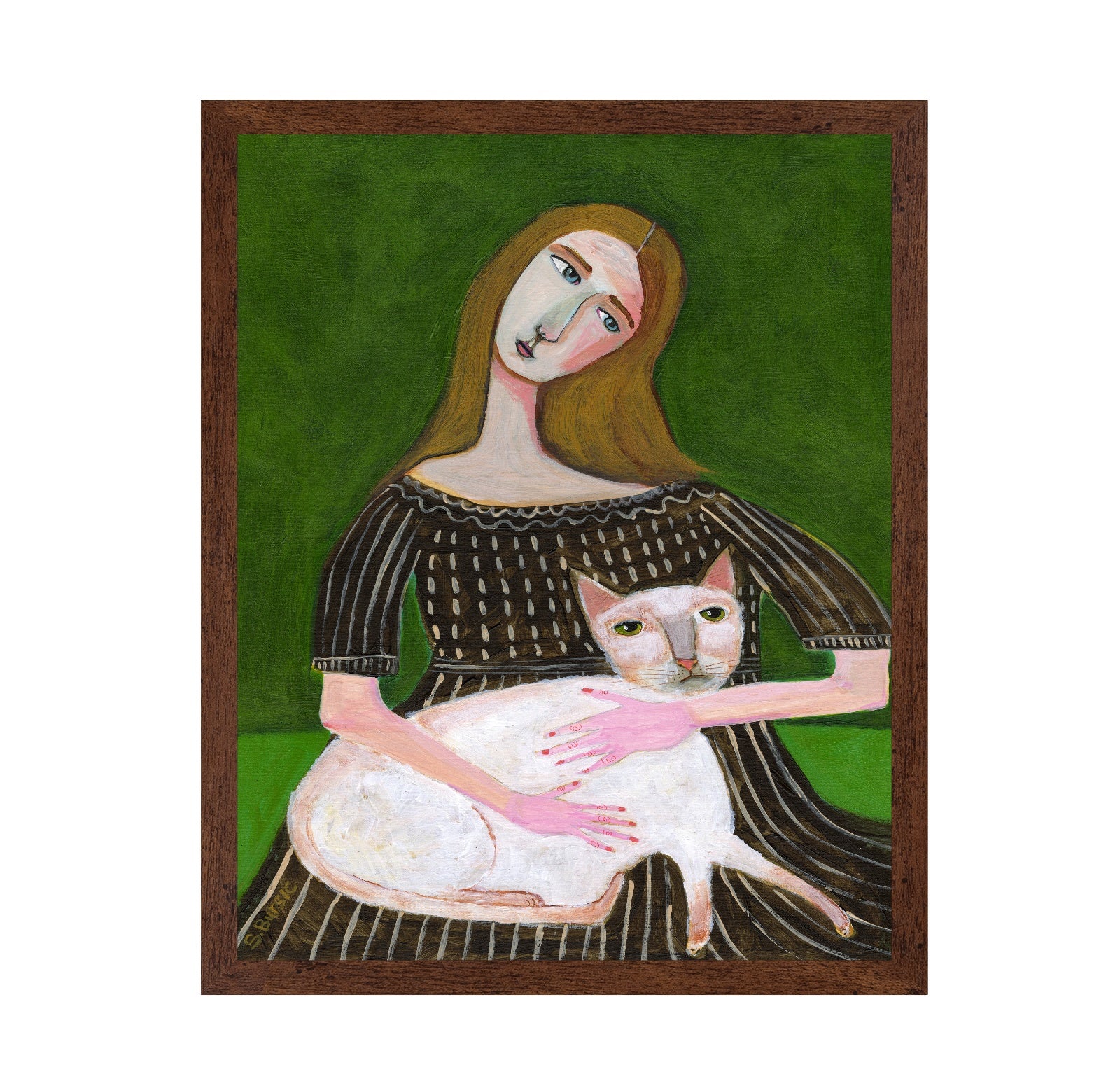 Woman With White Cat