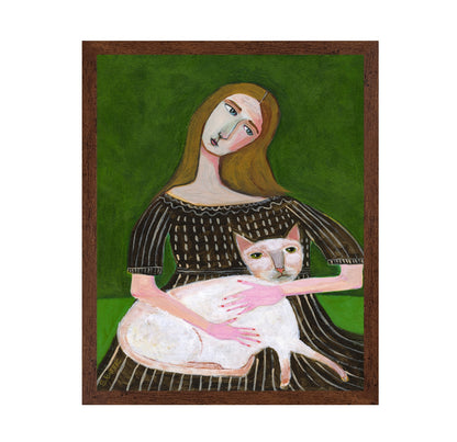 Woman With White Cat