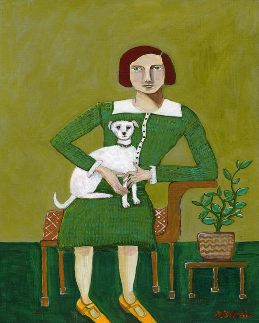 Lady With White Dog