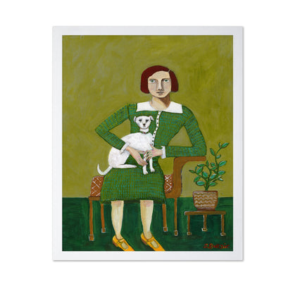 Lady With White Dog