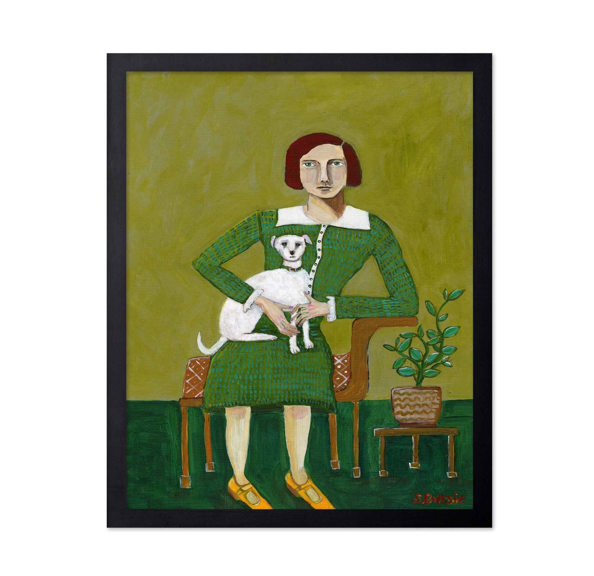 Lady With White Dog