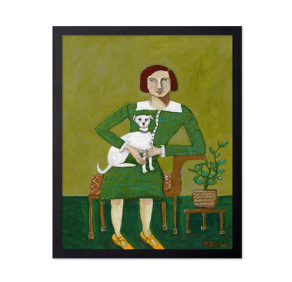 Lady With White Dog