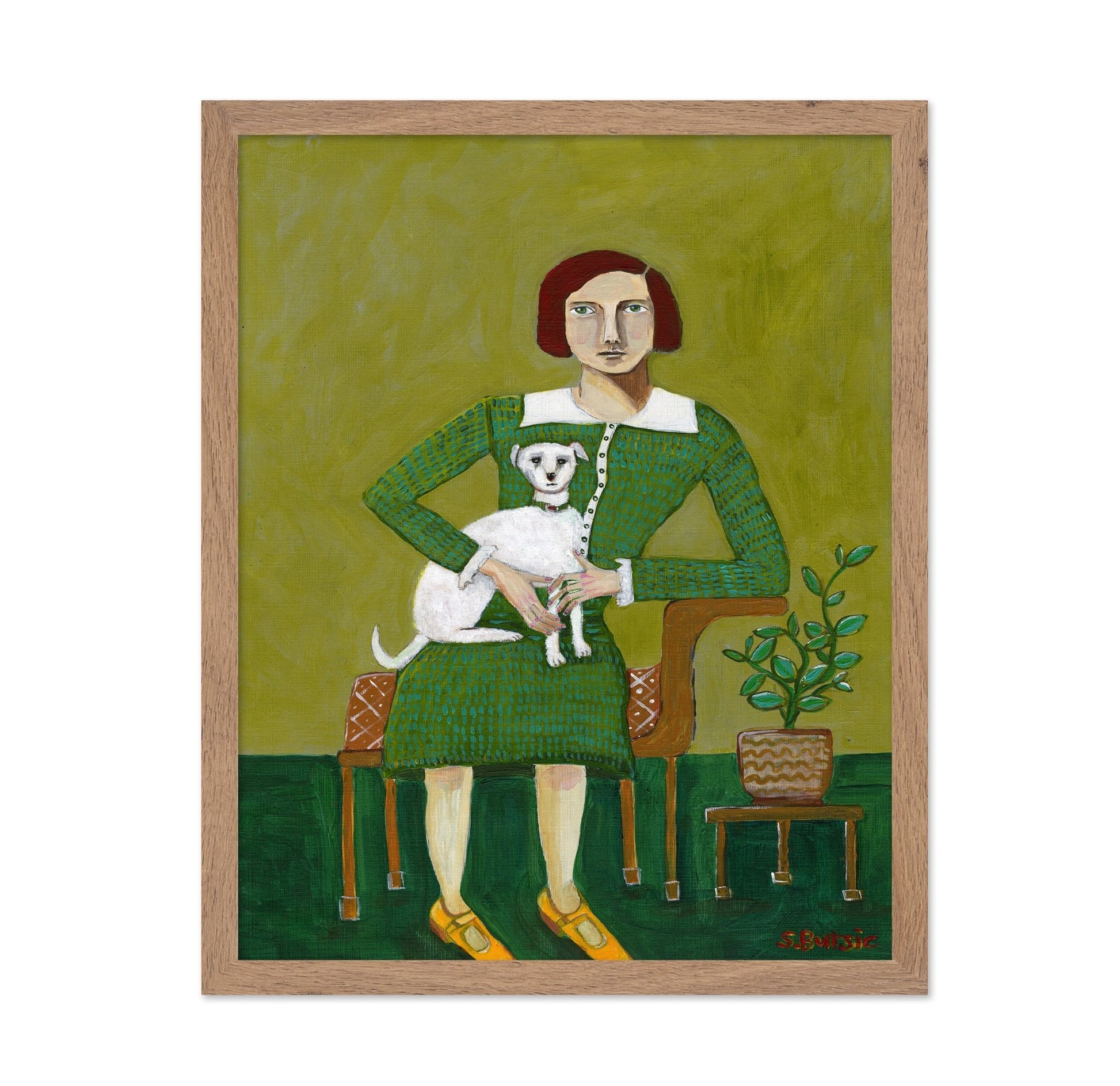 Lady With White Dog