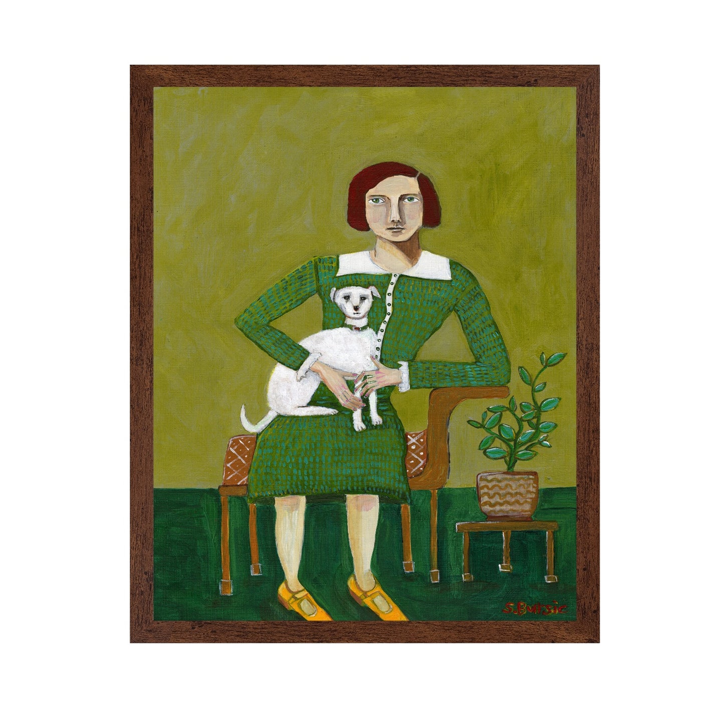 Lady With White Dog