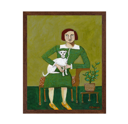 Lady With White Dog