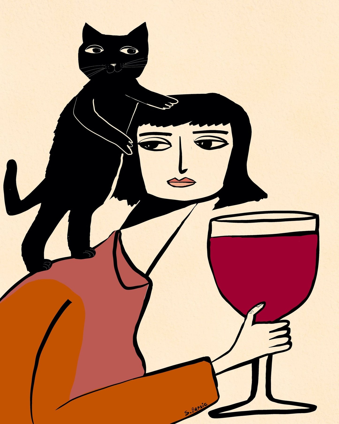 Cat And Wine