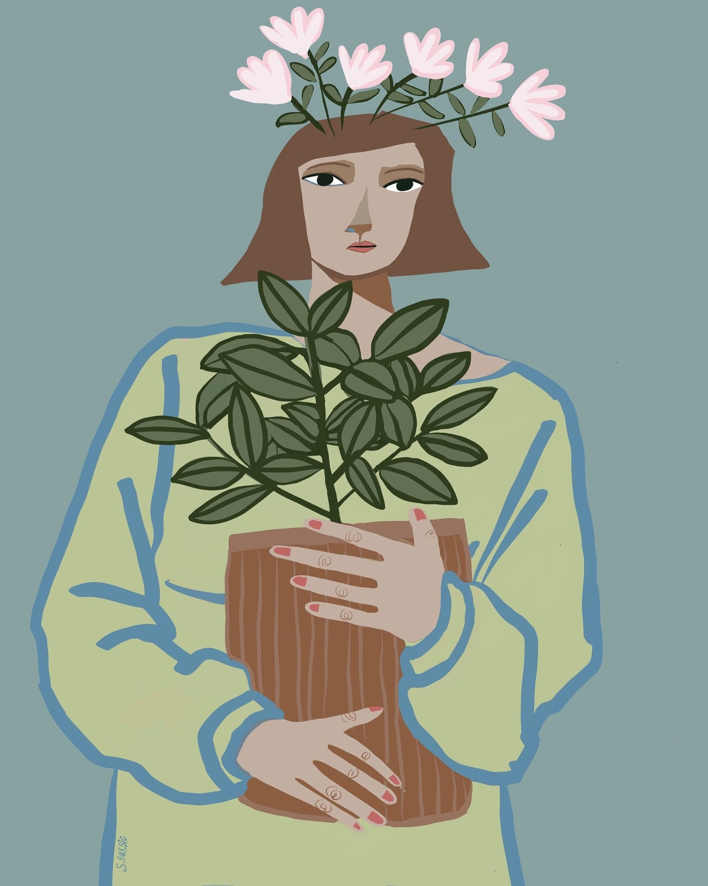 Girl With Plant