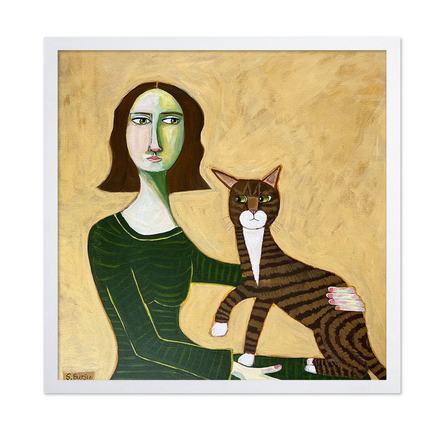 Lady With Striped Cat