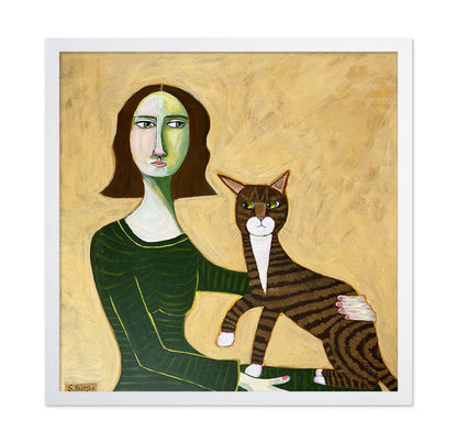 Lady With Striped Cat