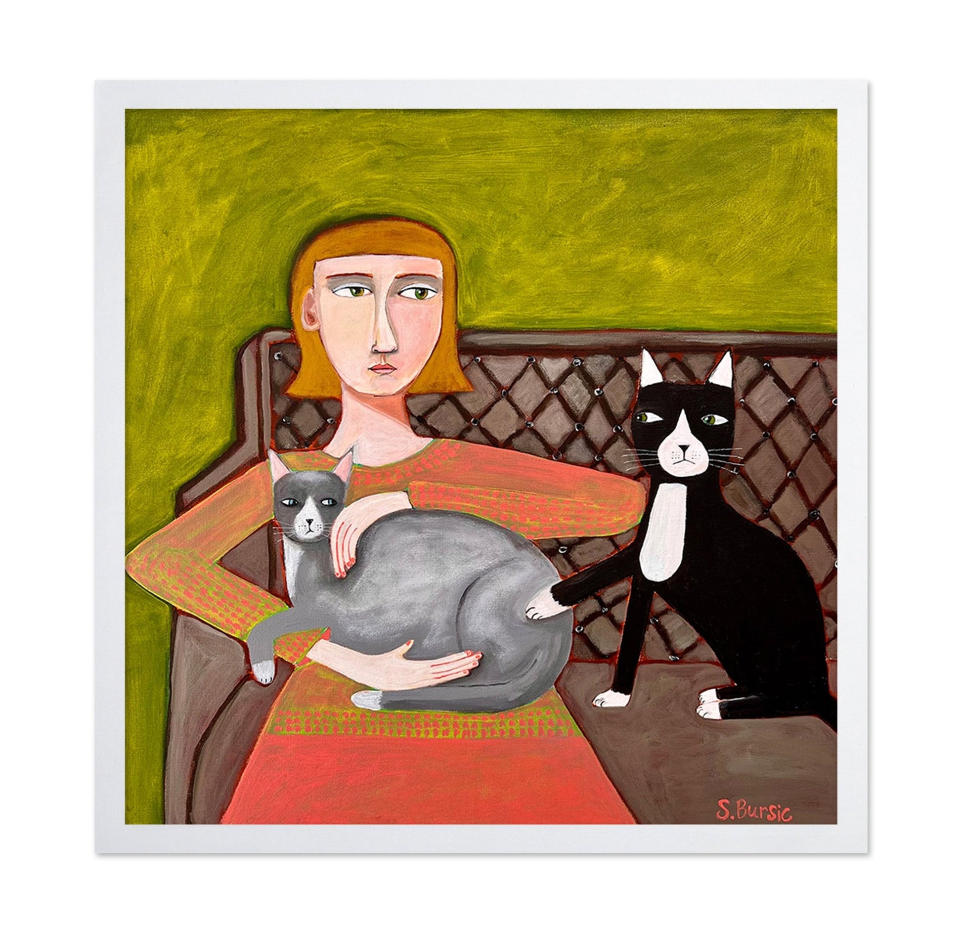 Woman With Two Cats No2