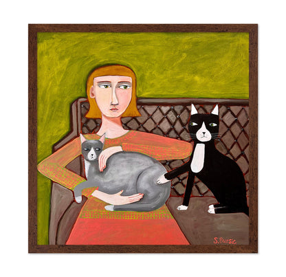 Woman With Two Cats No2