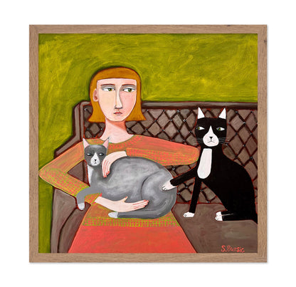 Woman With Two Cats No2