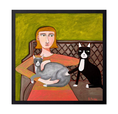 Woman With Two Cats No2