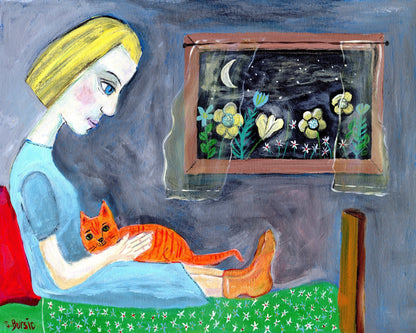 Girl With Orange Cat