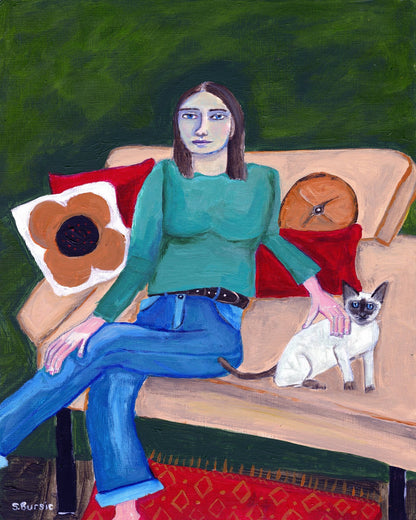 Woman With Cat Sofa