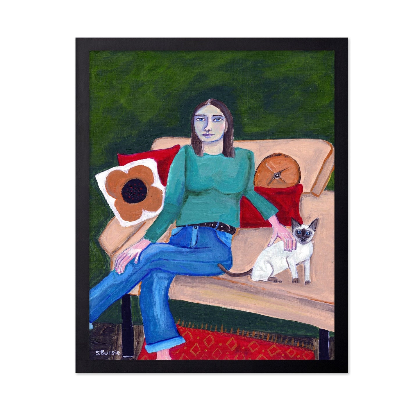 Woman With Cat Sofa