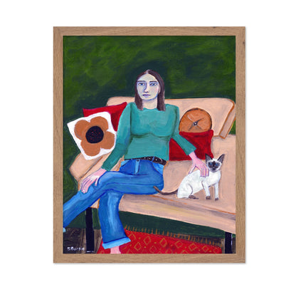 Woman With Cat Sofa