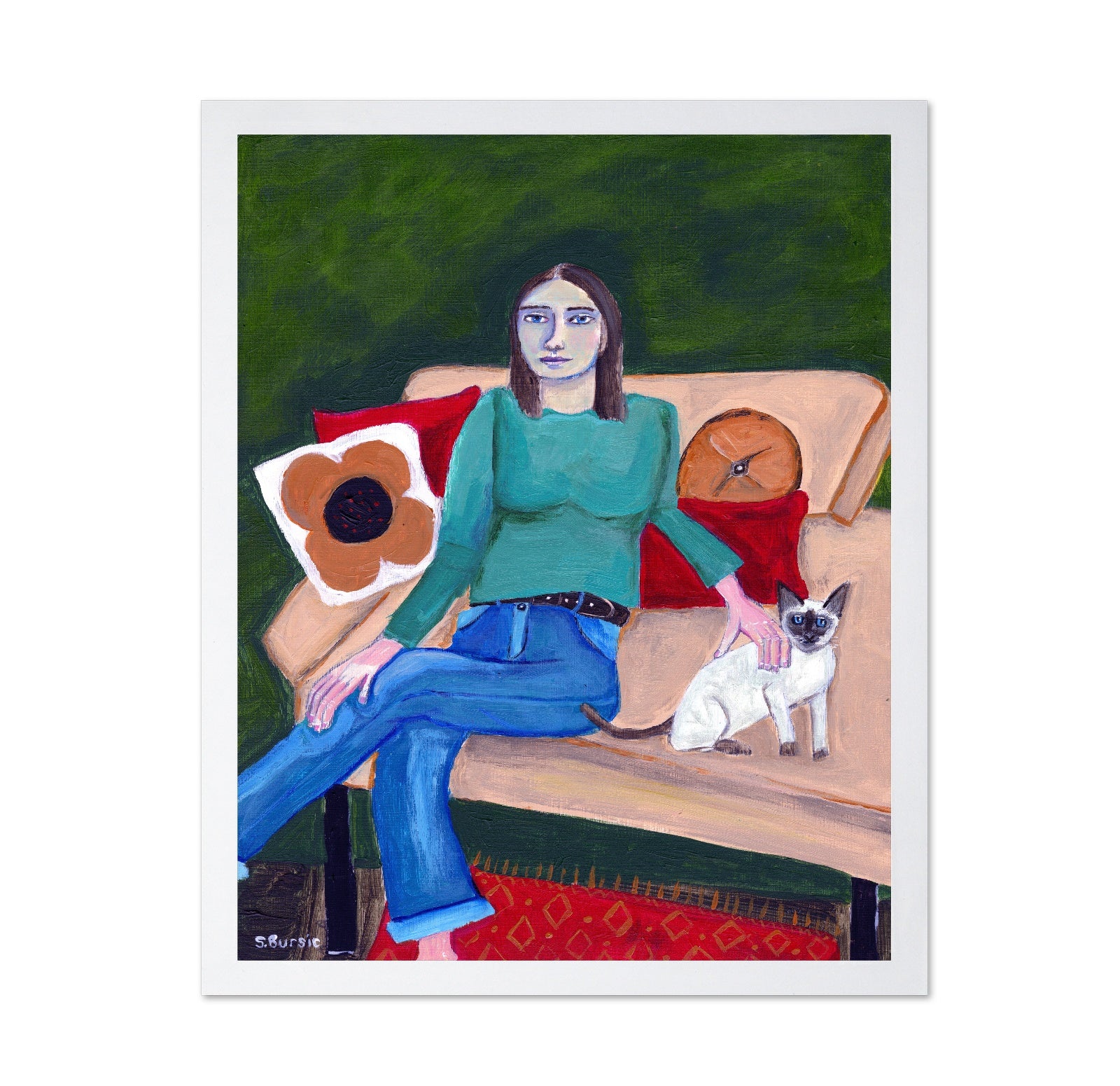 Woman With Cat Sofa