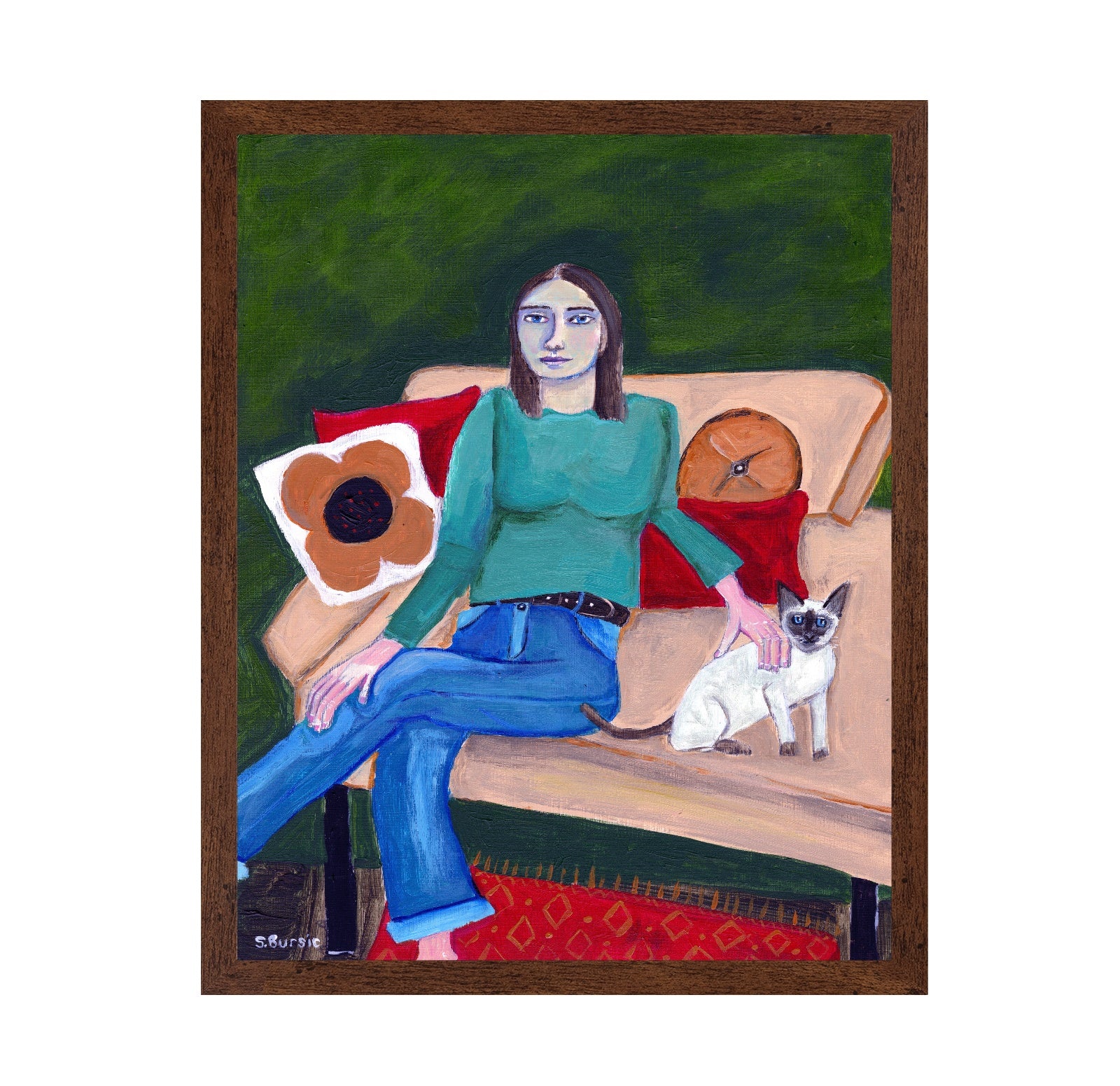 Woman With Cat Sofa