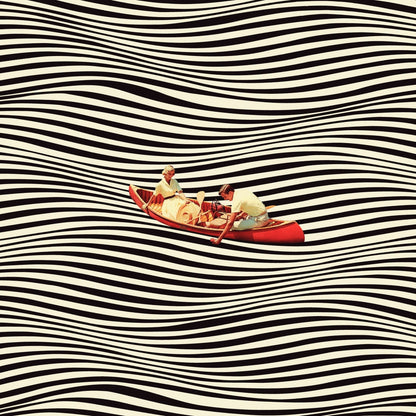 Floating Striped Canoe
