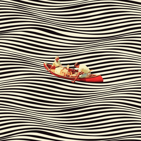 Floating Striped Canoe
