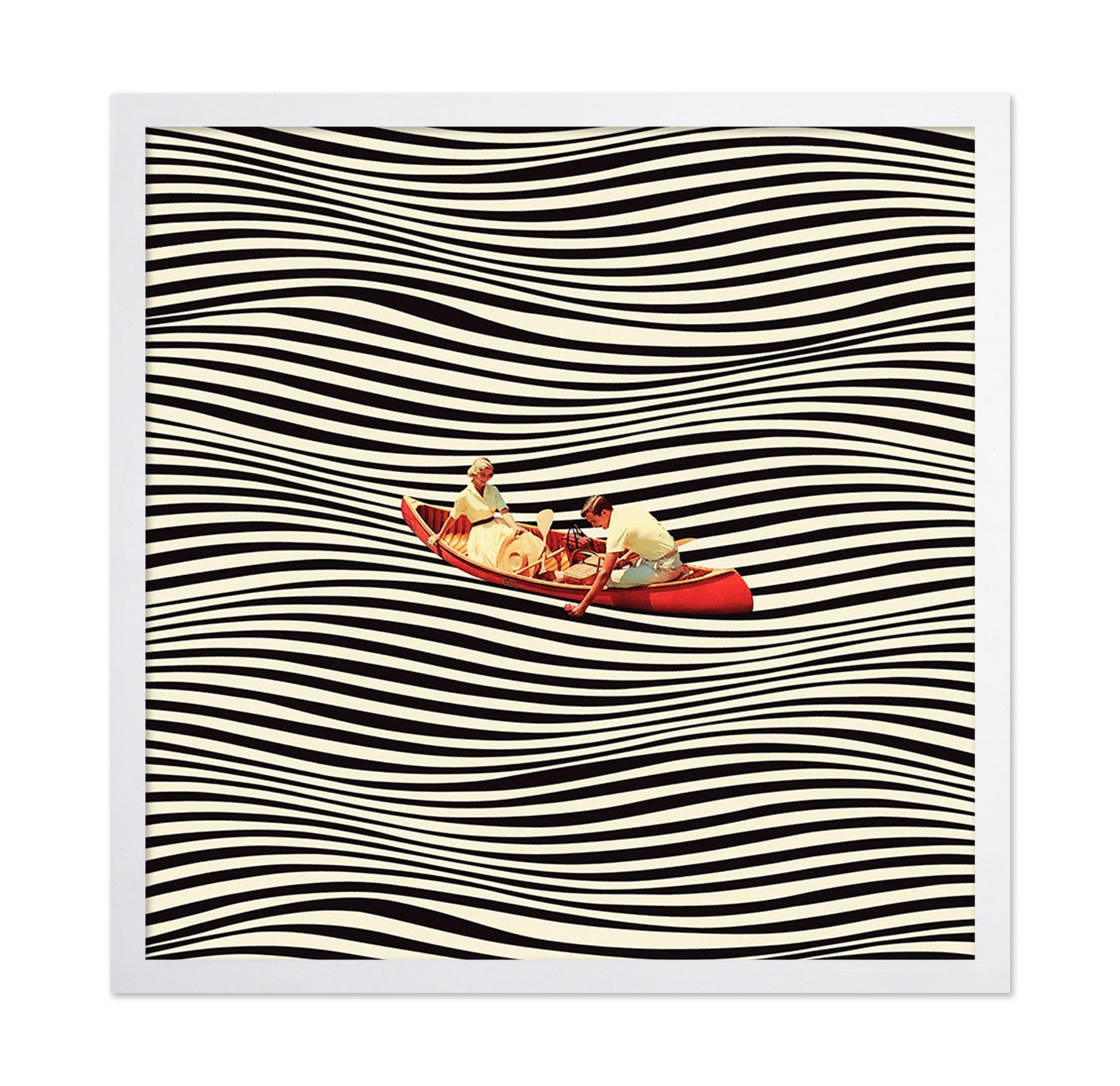 Floating Striped Canoe