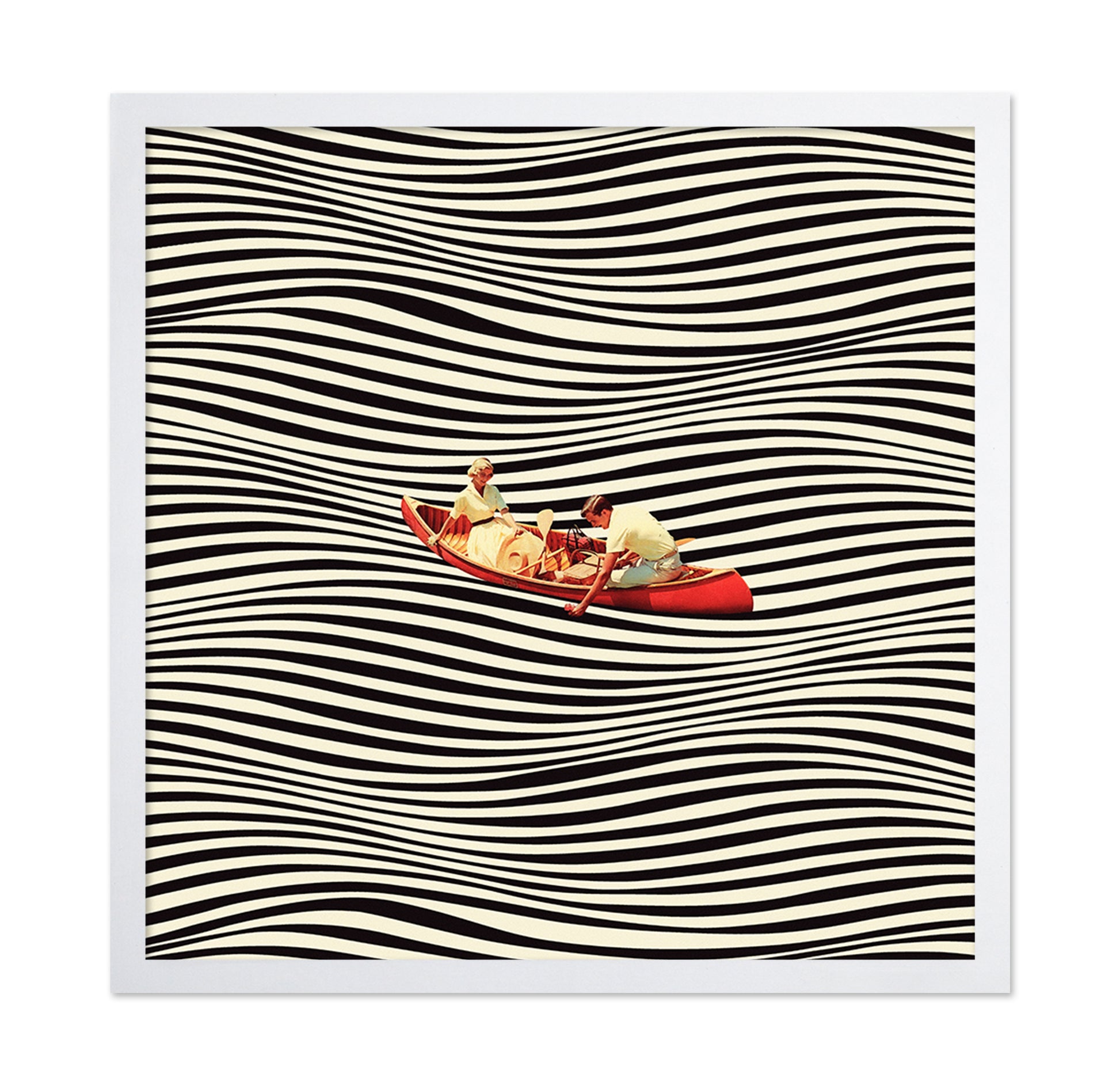 Floating Striped Canoe