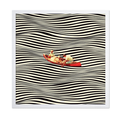 Floating Striped Canoe