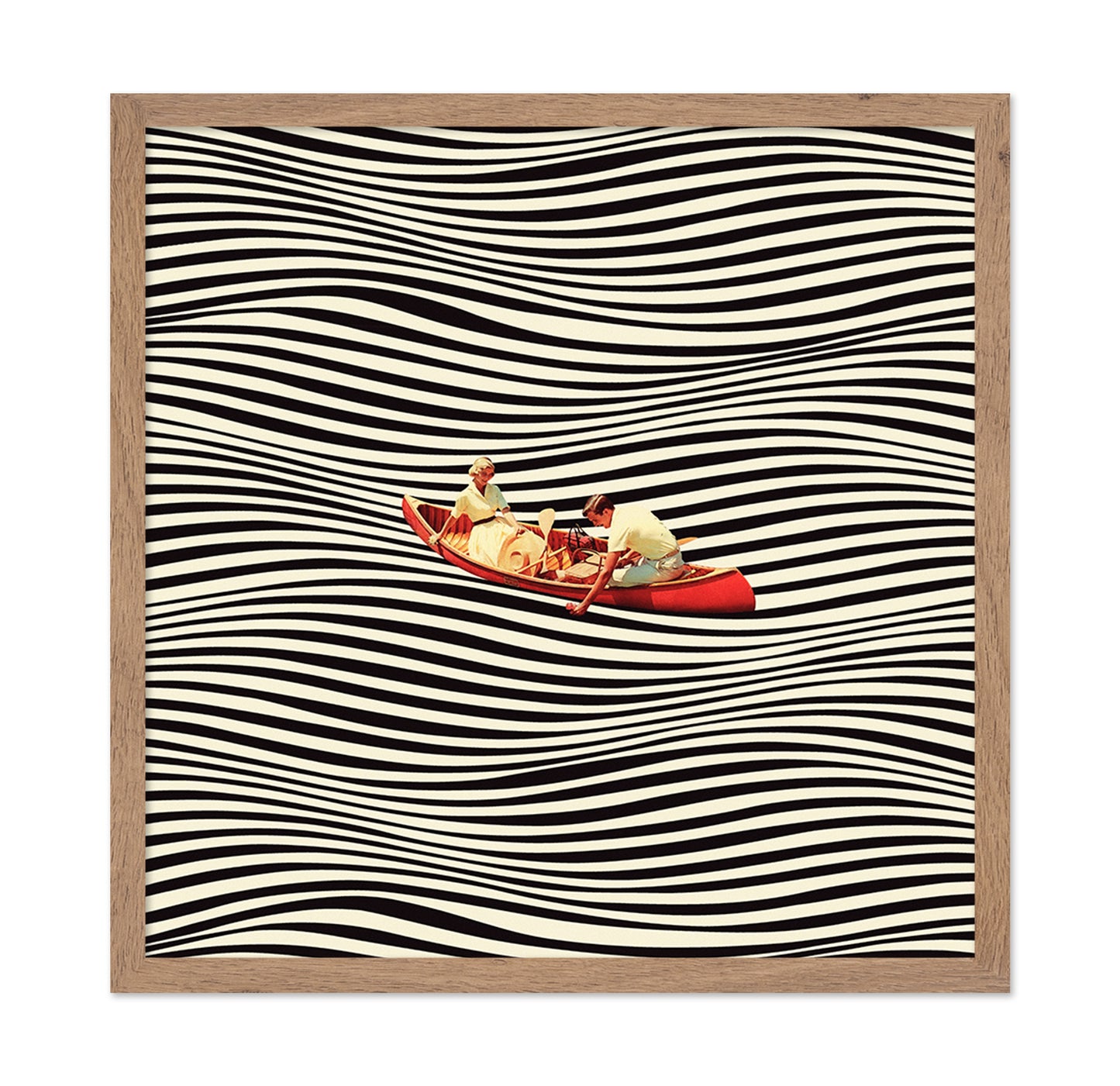 Floating Striped Canoe
