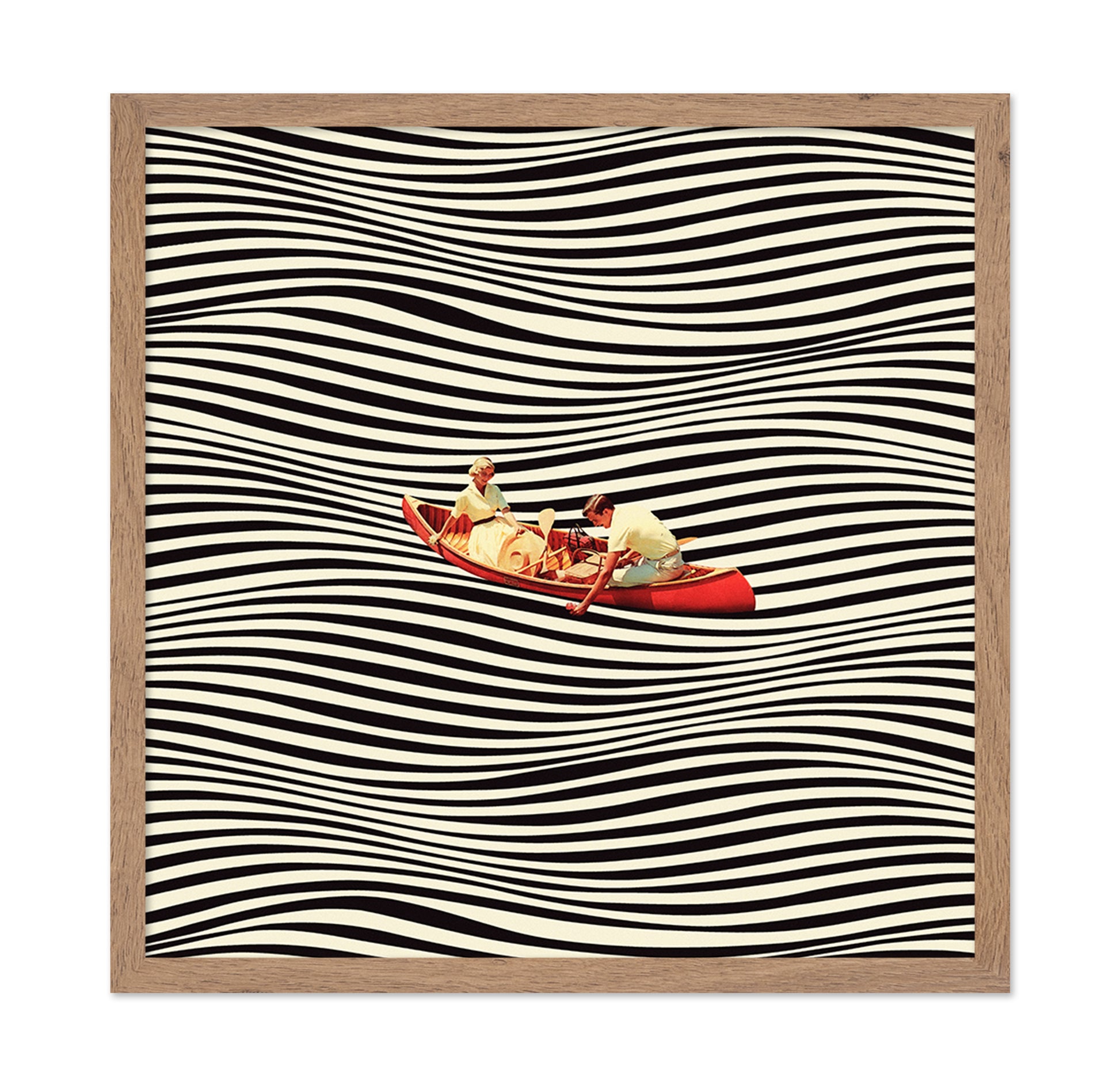 Floating Striped Canoe