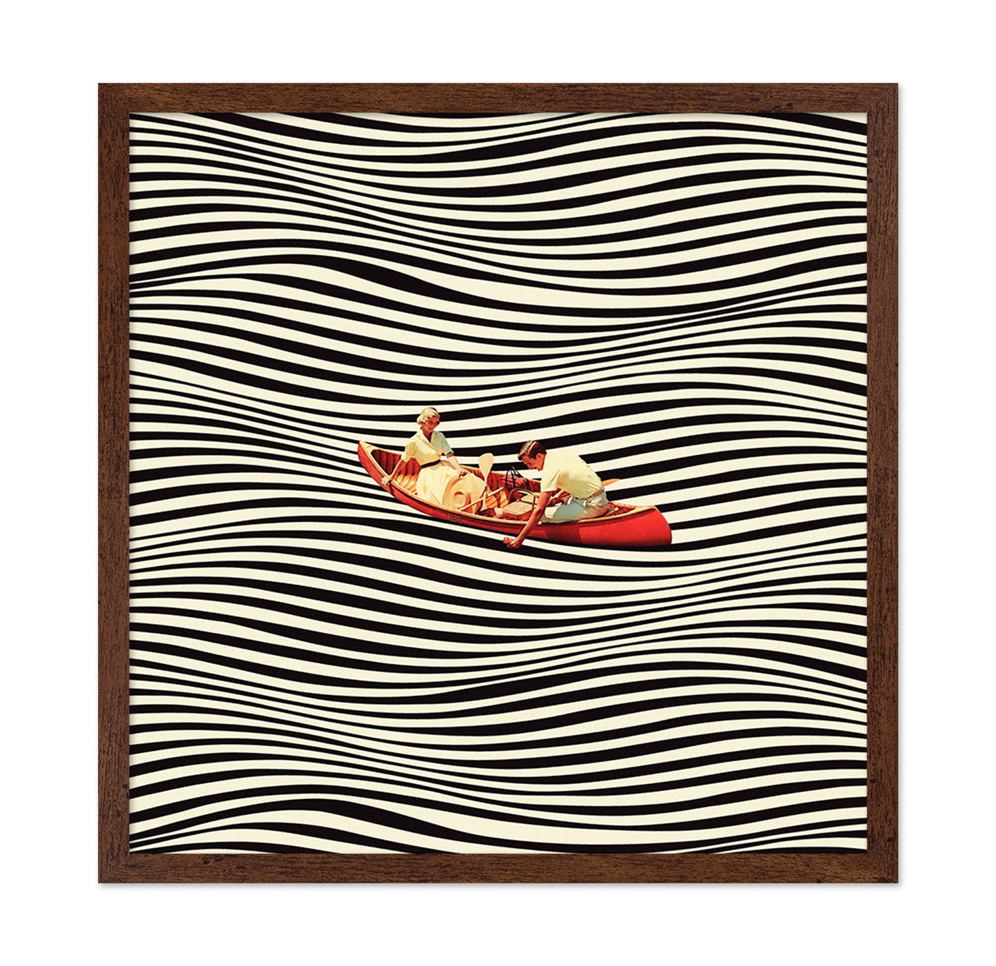 Floating Striped Canoe