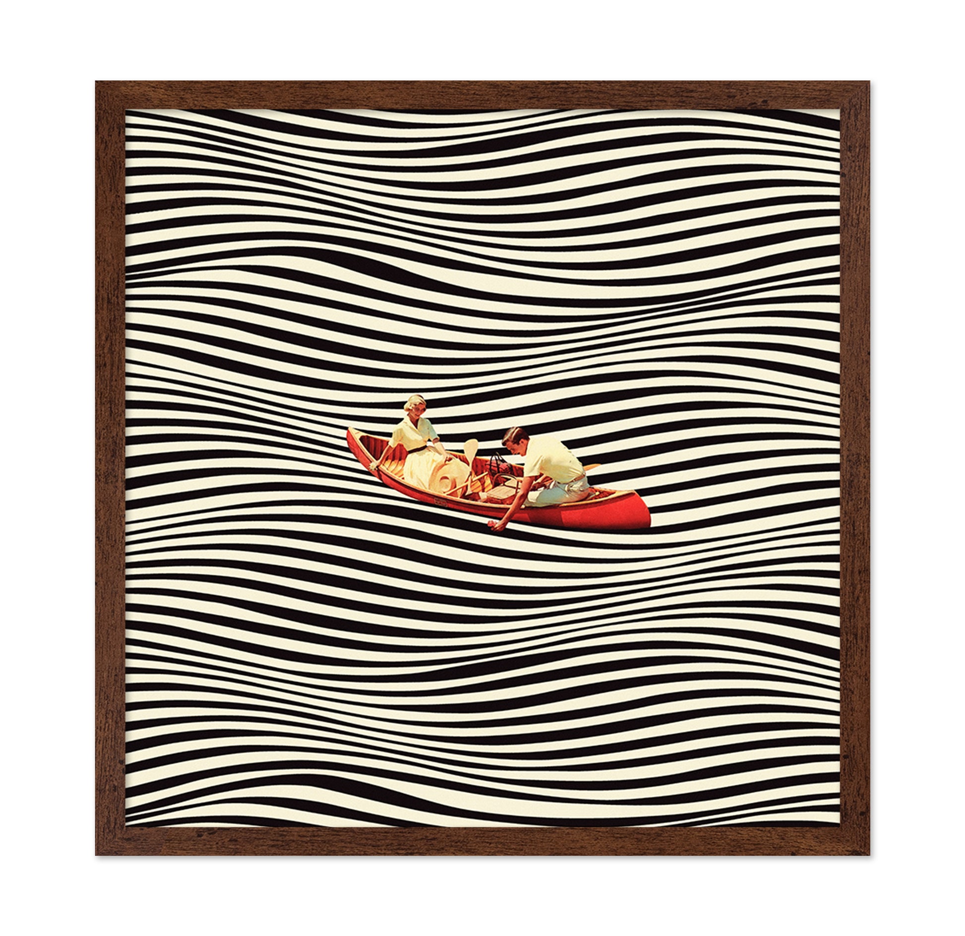 Floating Striped Canoe
