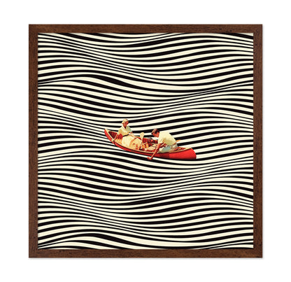 Floating Striped Canoe