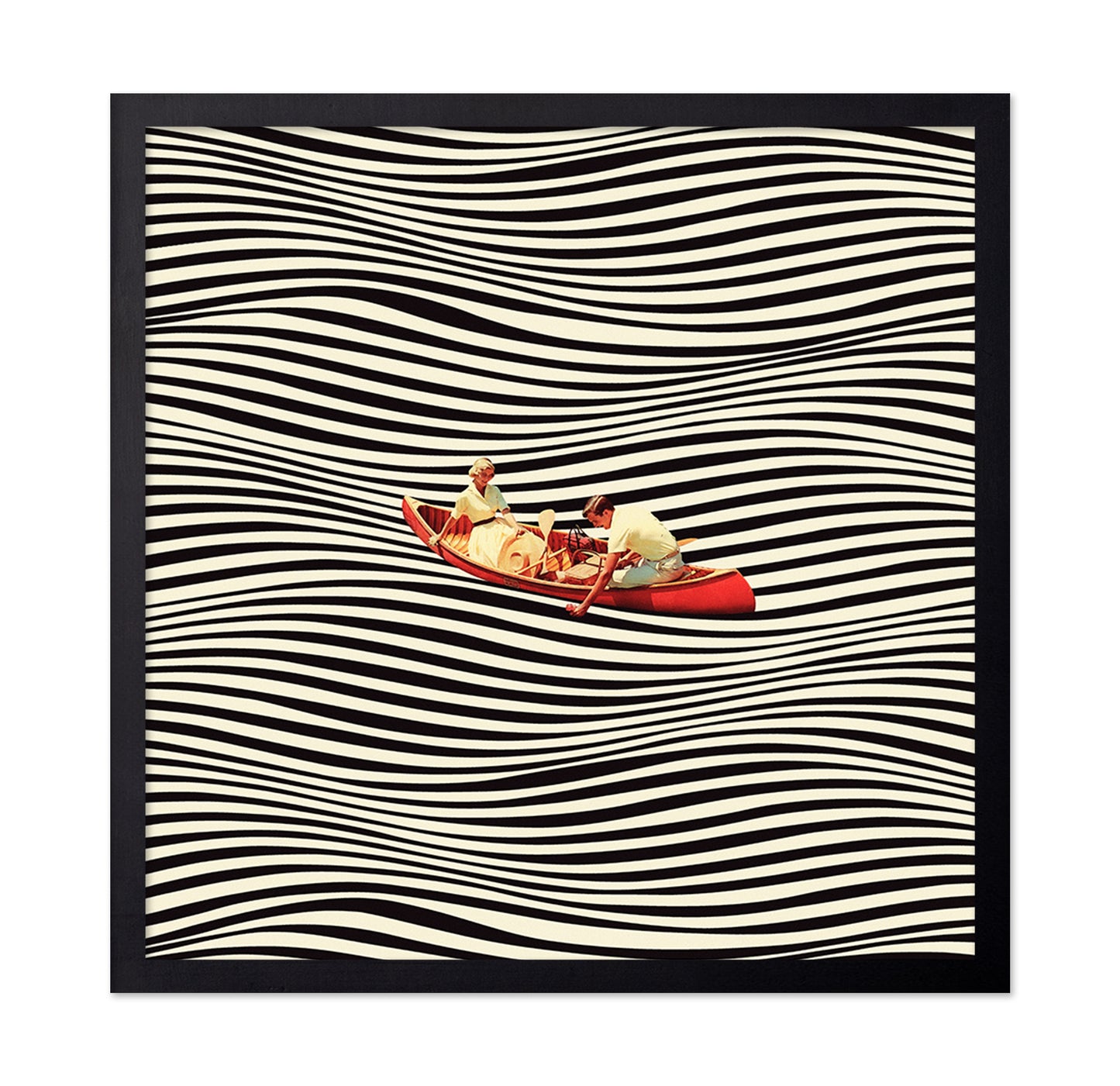 Floating Striped Canoe