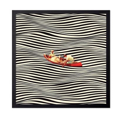 Floating Striped Canoe