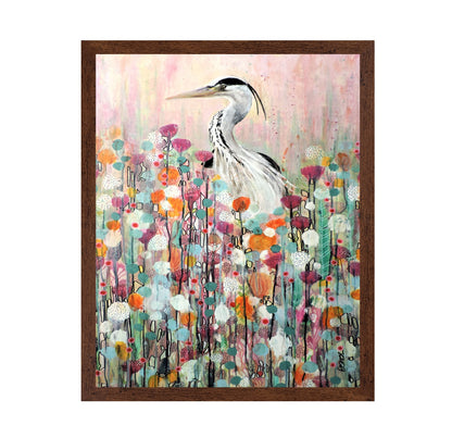 Heron In Floral Field