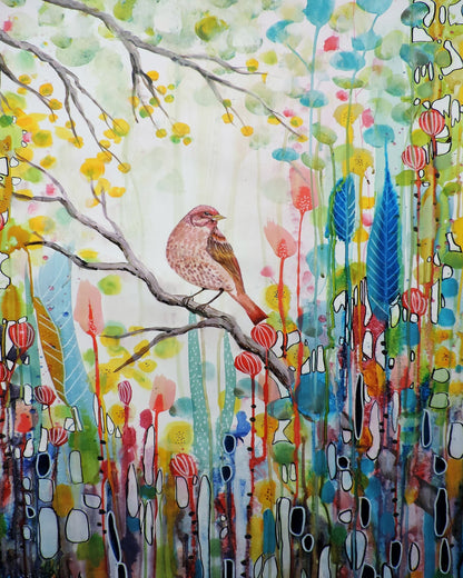 Bird On Colorful Branch