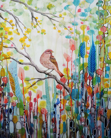 Bird On Colorful Branch