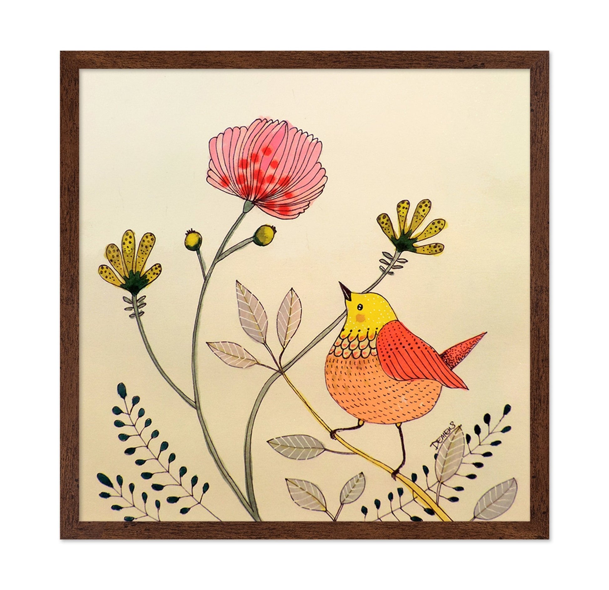 Bird With Flower Stem