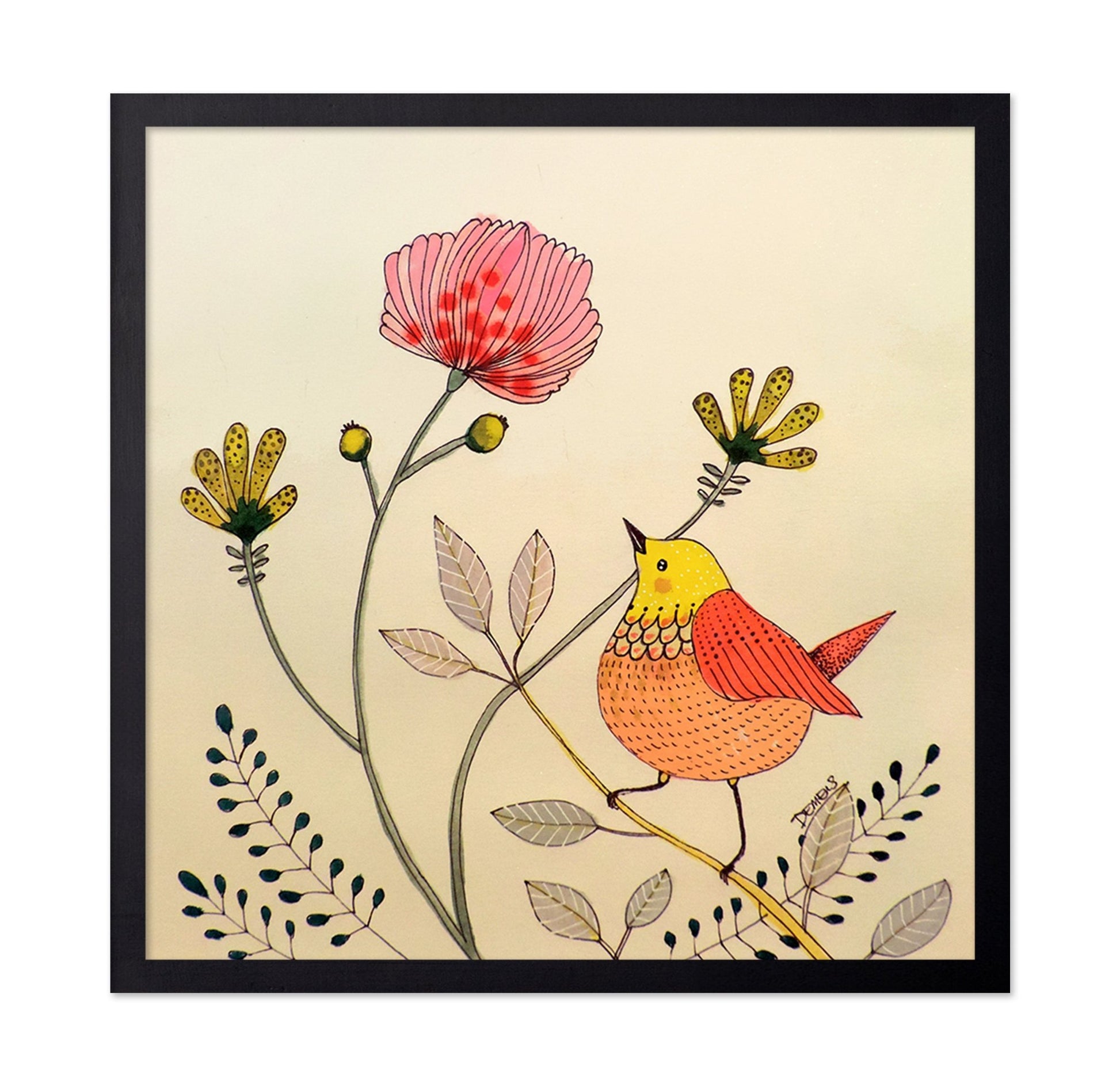 Bird With Flower Stem