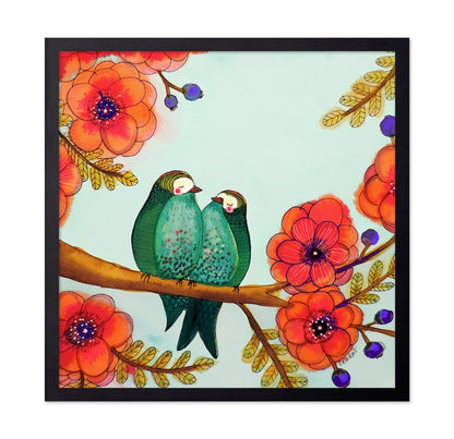 Love Birds On Branch