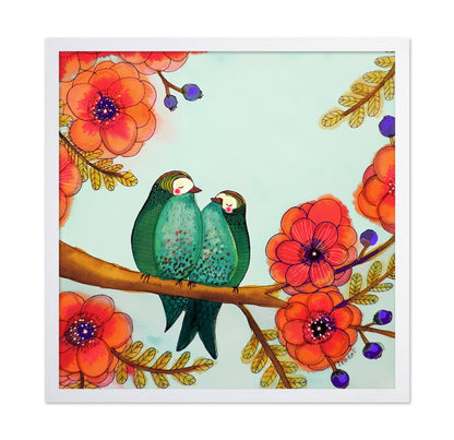 Love Birds On Branch