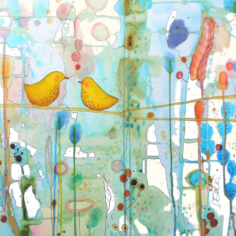 Yellow Birds On Wire