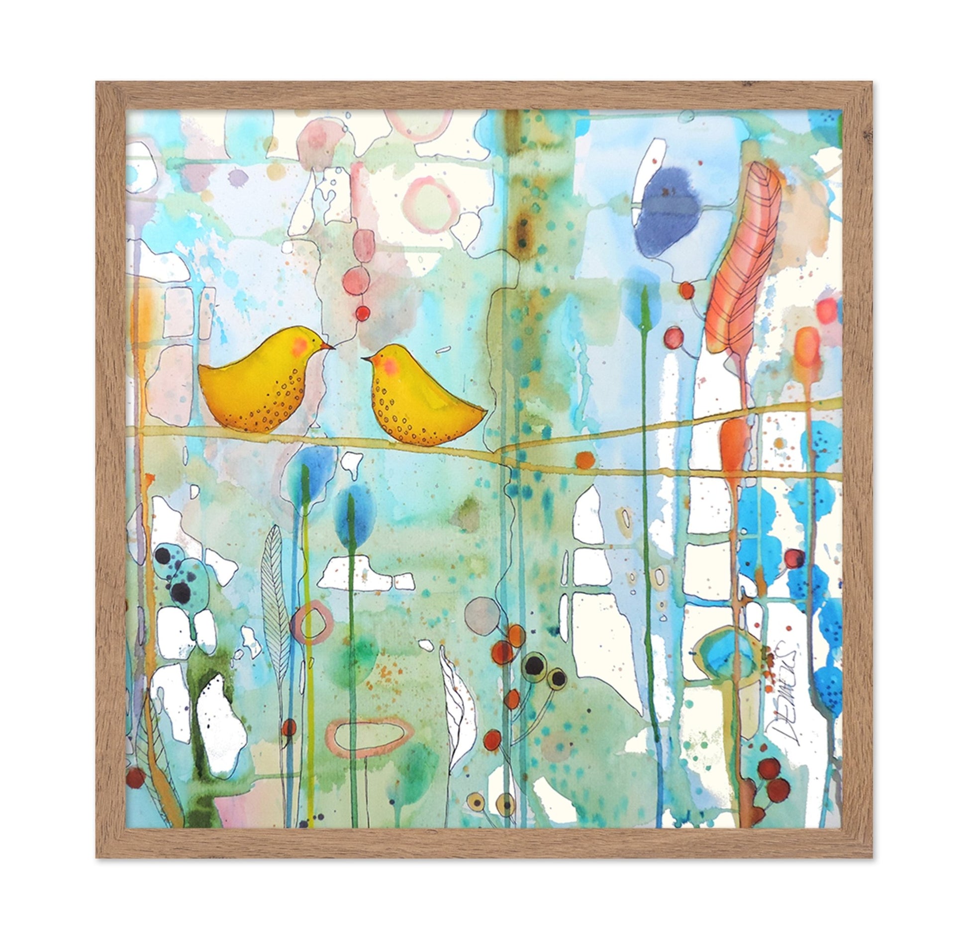 Yellow Birds On Wire